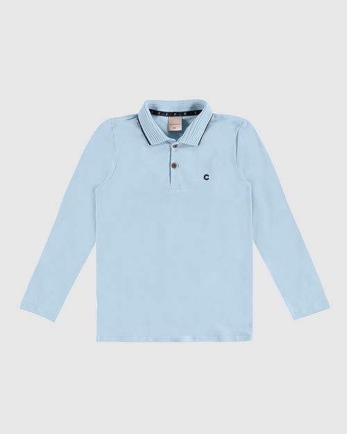 Camisa Polo Menino Manga Longa Em Piquet Stretch - Carinhoso