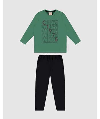 Conjunto Menino Camiseta Manga Longa Estampa HD Em Algodão - Carinhoso