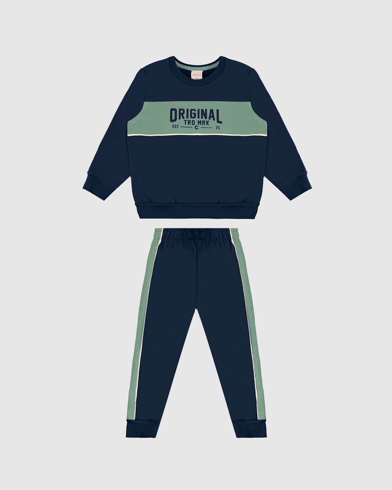 Conjunto Menino Blusão Estampa Original Em Moletom Flanelado - Carinhoso