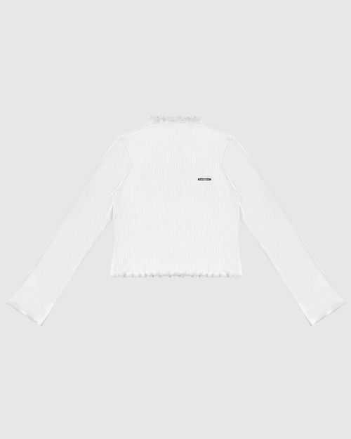Blusa Menina Manga Longa Picot Em Malha Viscose Canelada - Carinhoso