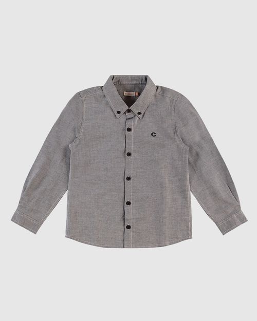 Camisa Menino Tradicional Manga Longa Em Algodão Texturizado Carinhoso