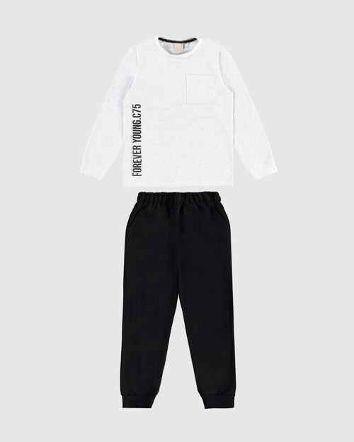 Conjunto Menino Camiseta Forever Young Em Malha Botonê - Carinhoso