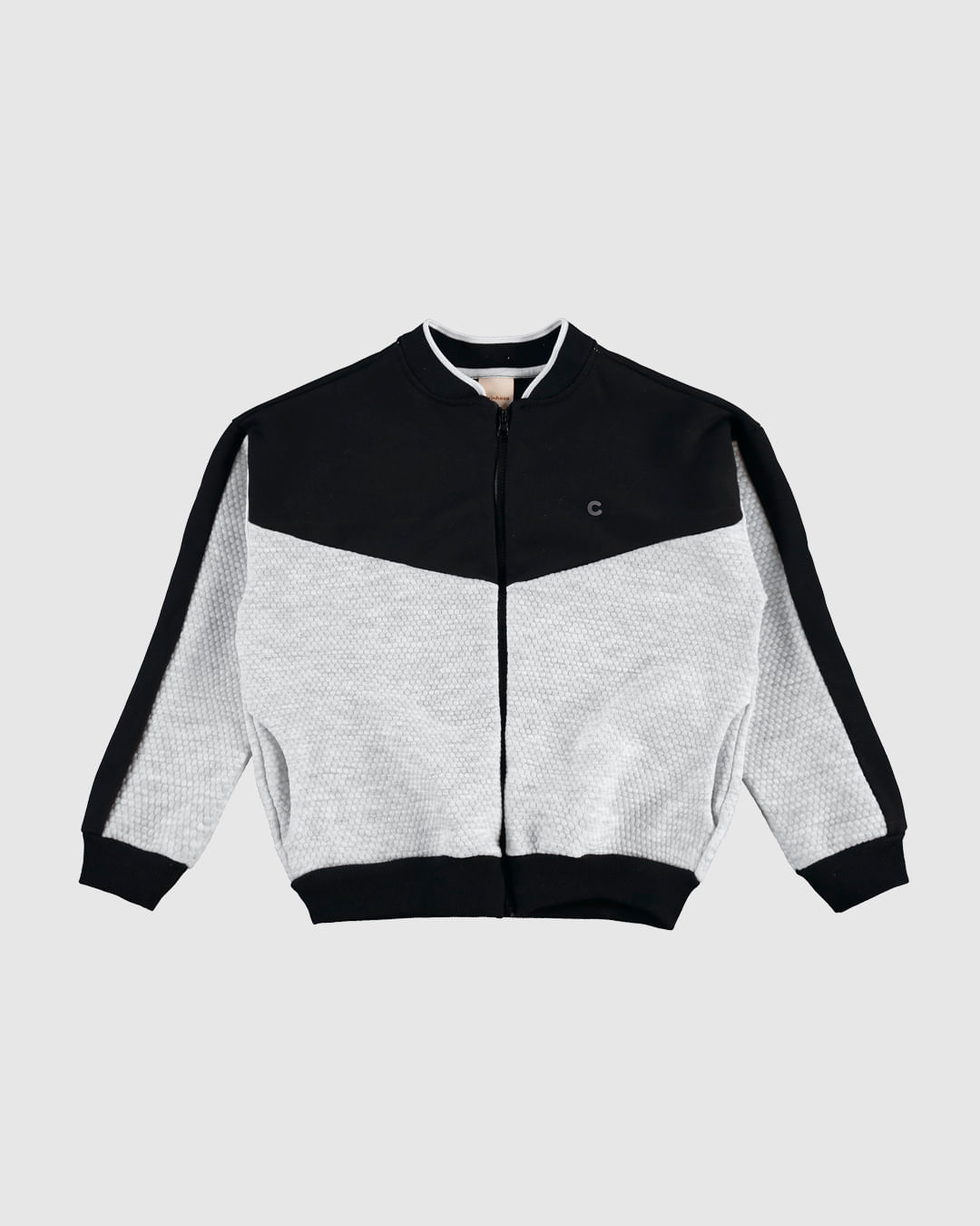 Jaqueta Bomber Menino Bicolor Em Jacquard Texturizado - Carinhoso