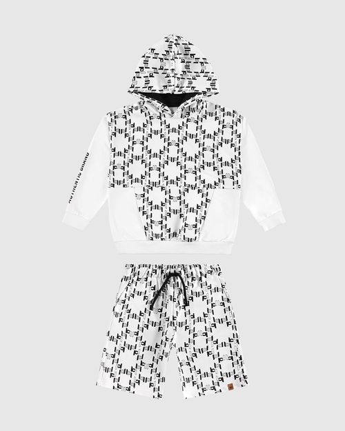 Conjunto Menino Estampado Blusão E Bermuda Em Moletom - Carinhoso