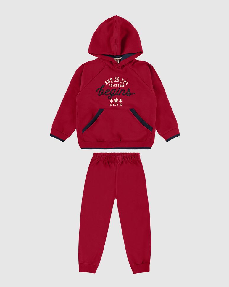 Conjunto Menino Blusão Estampa Bordada Em Moletom Flanelado - Carinhoso