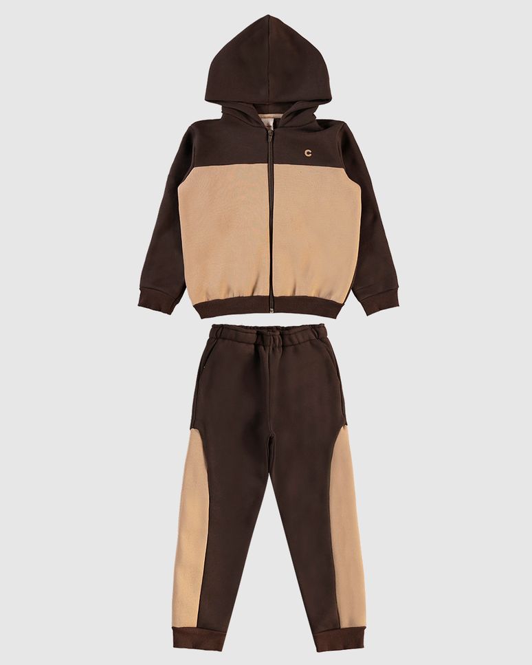 Conjunto Menino Jaqueta E Calça Recortes Em Moletom Premium - Carinhoso