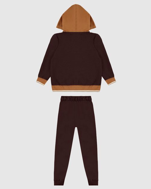 Conjunto Menino Blusão Zíper Frontal Em Jacquard Texturizado - Carinhoso