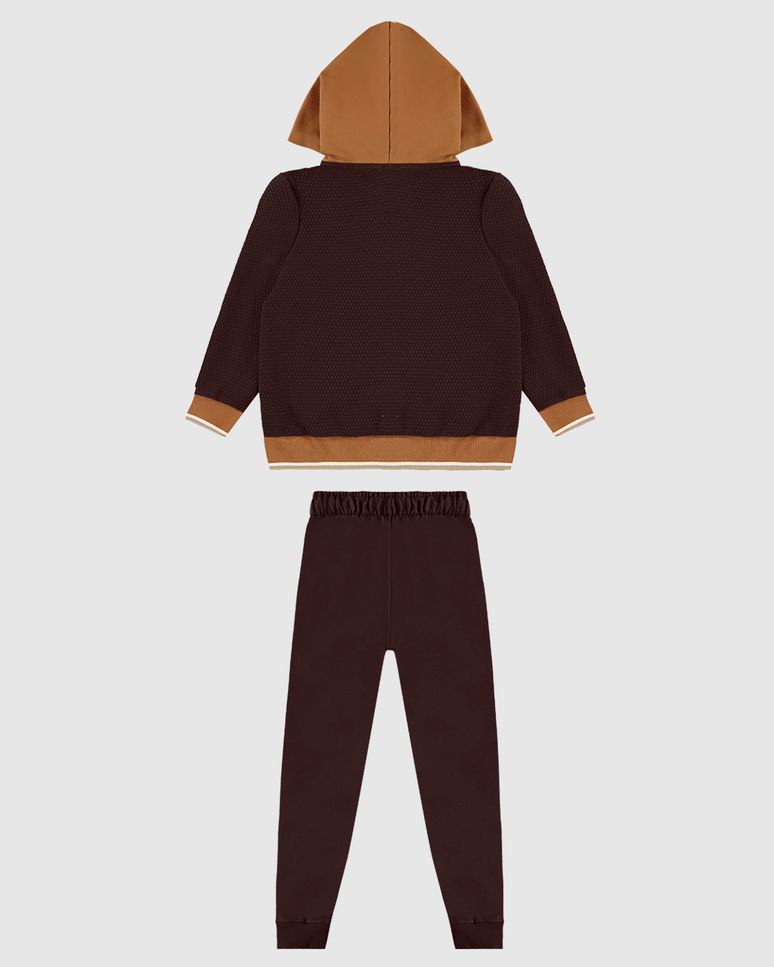 Conjunto Menino Blusão Zíper Frontal Em Jacquard Texturizado - Carinhoso