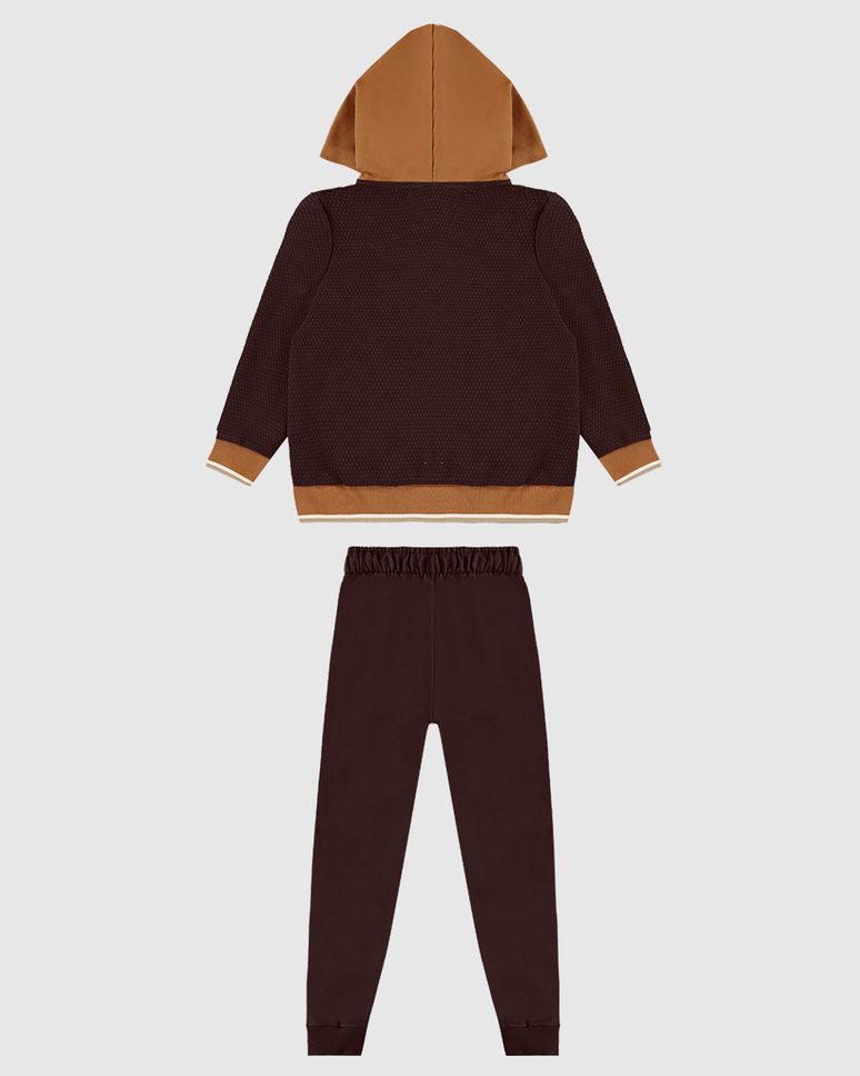 Conjunto Menino Blusão Zíper Frontal Em Jacquard Texturizado - Carinhoso