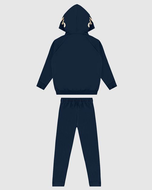 Conjunto Menino Jaqueta Capuz Com Estampa Em Moletom Flanelado - Carinhoso