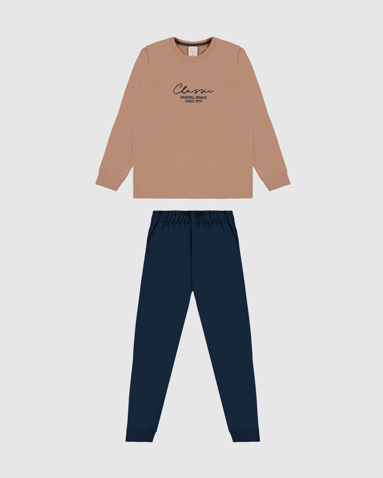 Conjunto Menino Camiseta Manga Longa Classic Em Algodão - Carinhoso