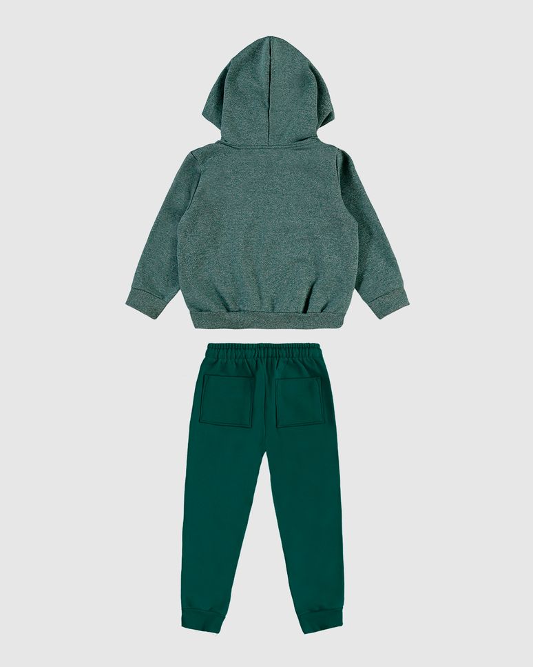 Conjunto Menino Blusão Com Capuz Em Moletom Rajado Flanelado - Carinhoso