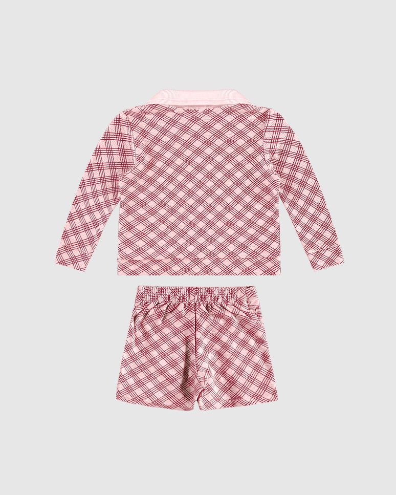 Conjunto Menina Estampa Xadrez Em Malha Texturizada - Carinhoso