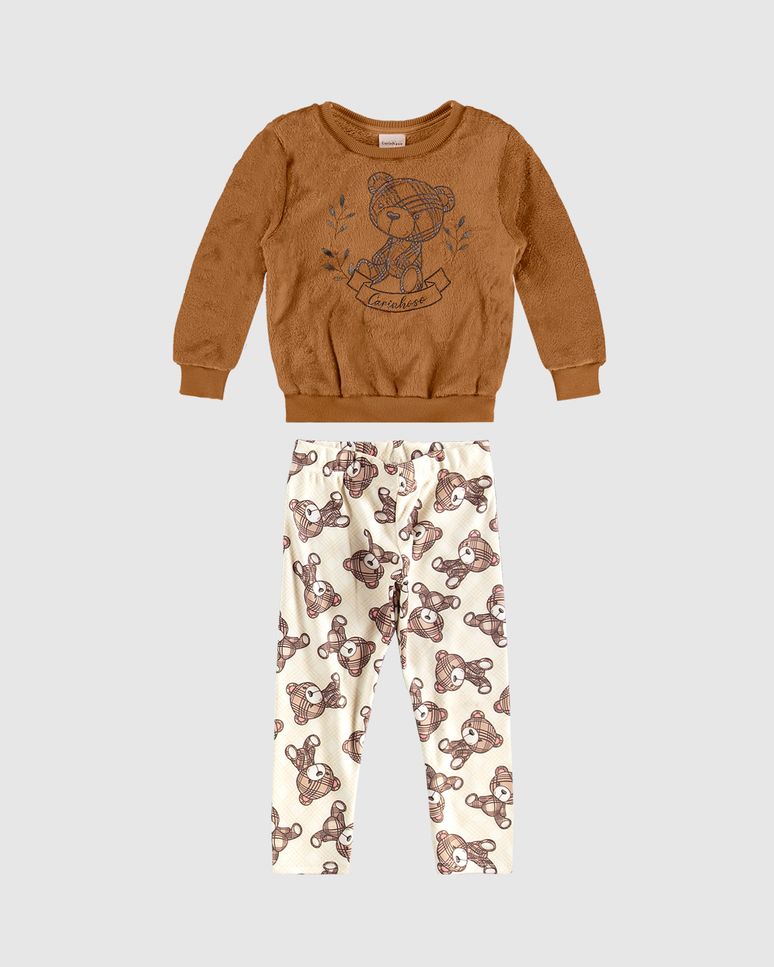 Conjunto Menina Blusão E Calça Estampa Ursinho - Carinhoso