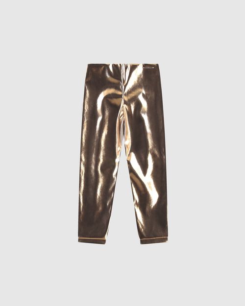 Calça Menina Legging Metalizada Em Corino - Carinhoso