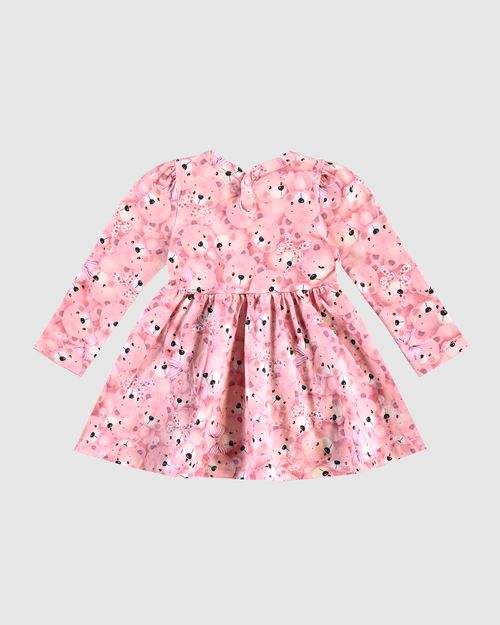 Vestido Body Menina Manga Longa Estampado Em Algodão - Carinhoso