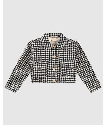 Jaqueta Cropped Menina Bolsos Frontais Em Sarja Com Elastano - Carinhoso