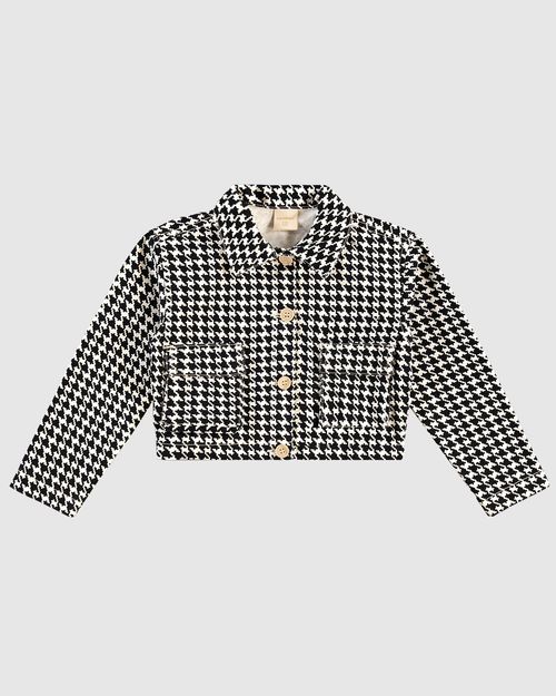 Jaqueta Cropped Menina Bolsos Frontais Em Sarja Com Elastano - Carinhoso