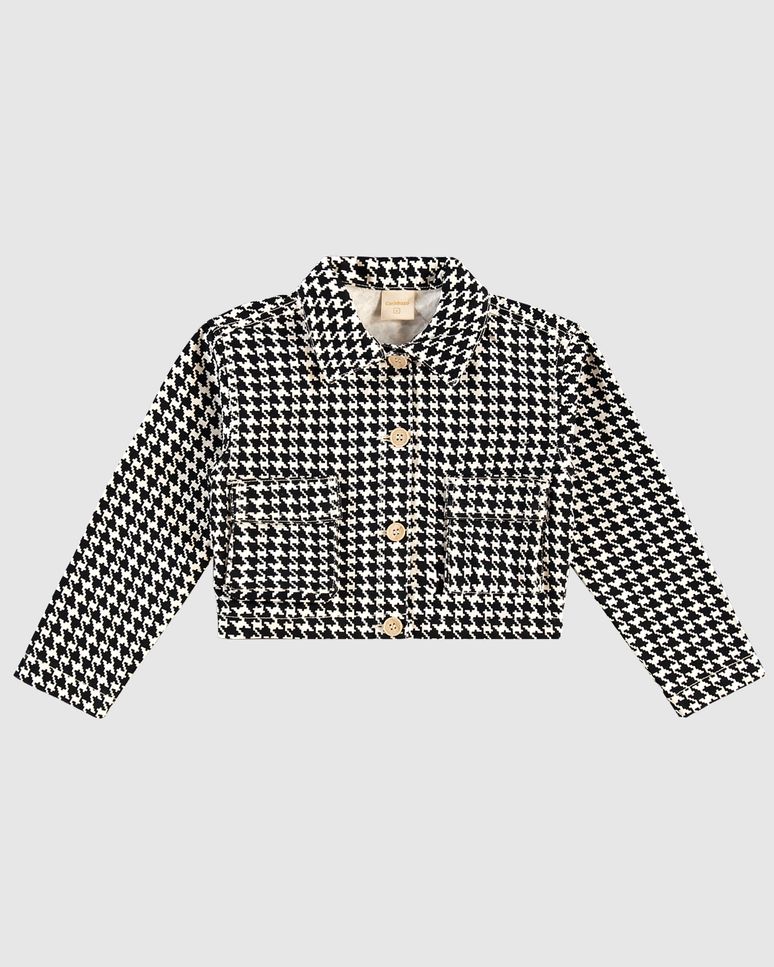 Jaqueta Cropped Menina Bolsos Frontais Em Sarja Com Elastano - Carinhoso
