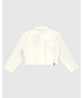 Jaqueta Cropped Menina Bolsos Frontais Em Sarja Com Elastano - Carinhoso