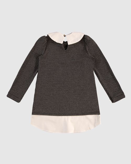 Vestido Menina Efeito Sobreposição Em Malha Jacquard - Carinhoso
