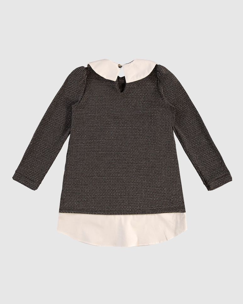Vestido Menina Efeito Sobreposição Em Malha Jacquard - Carinhoso