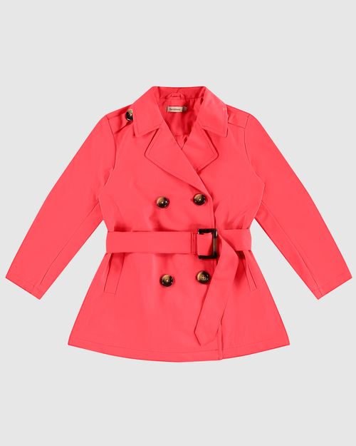 Trench Coat Menina Com Cinto Em Tecido Alfaiataria - Carinhoso