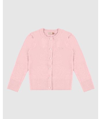 Cardigan Menina Gola Redonda Manga Longa Em Tricô Com Lurex - Carinhoso