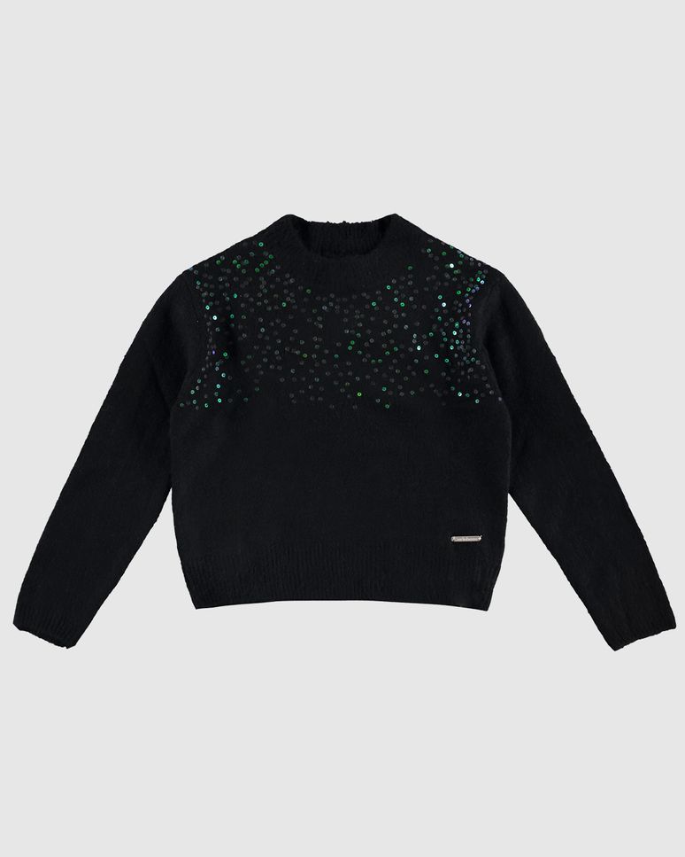 Suéter Menina Com Paetê Em Tricô Pelúcia - Carinhoso