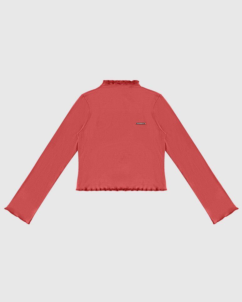 Blusa Menina Manga Longa Picot Em Malha Viscose Canelada - Carinhoso