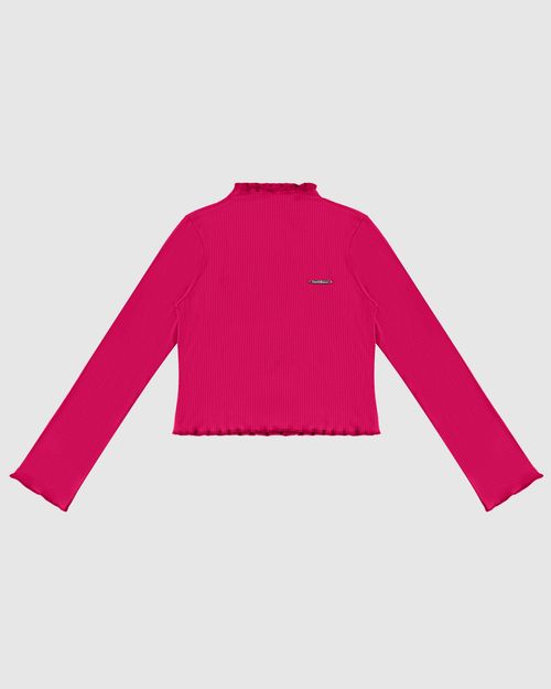 Blusa Menina Manga Longa Picot Em Malha Viscose Canelada - Carinhoso
