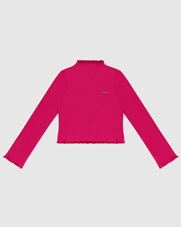 Blusa Menina Manga Longa Picot Em Malha Viscose Canelada - Carinhoso