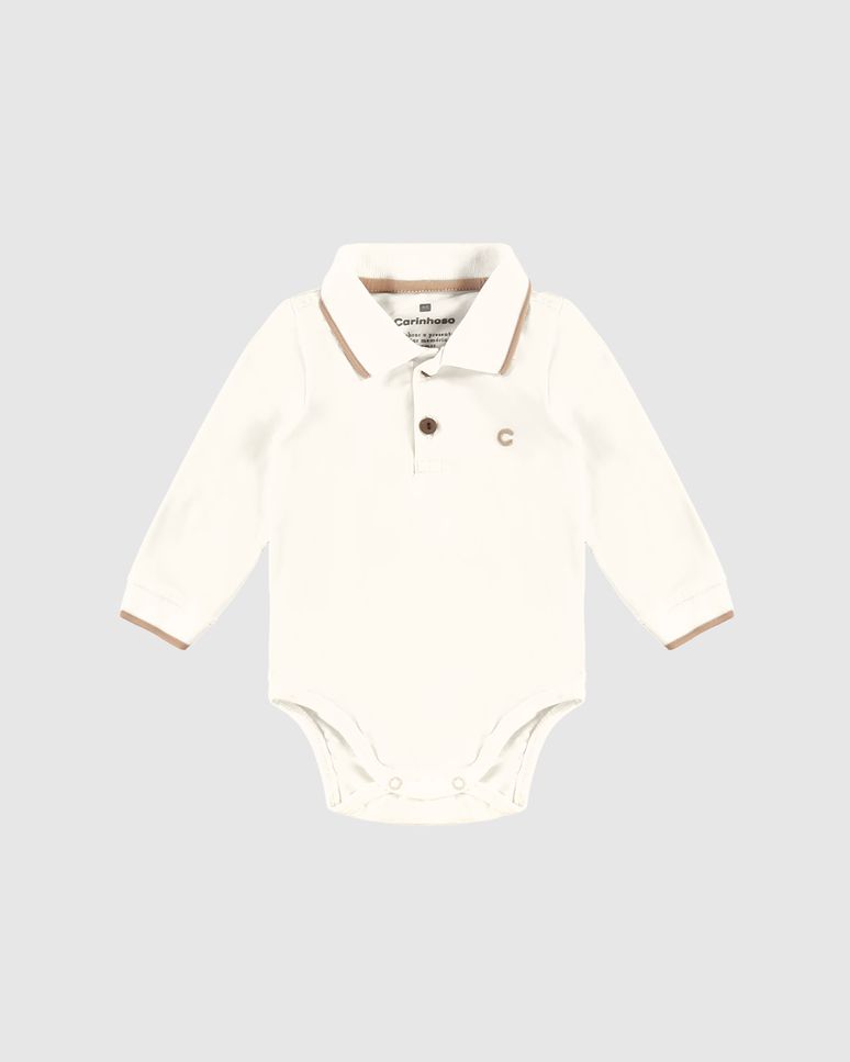 Body Polo Menino Manga Longa Em Algodão - Carinhoso