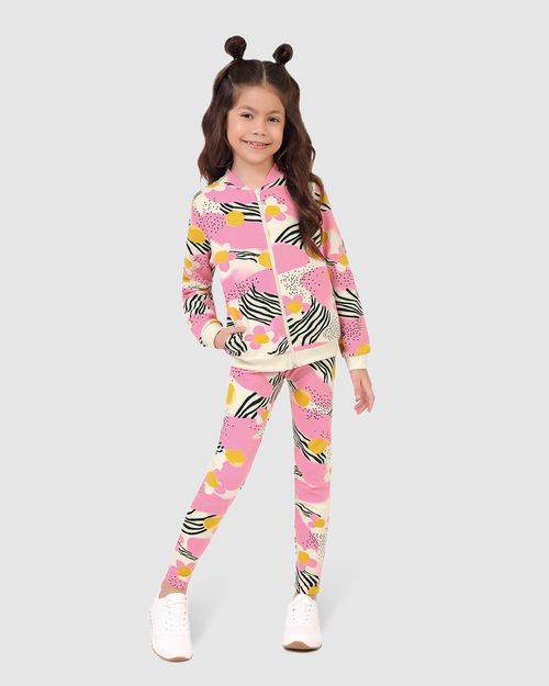 Jaqueta Infantil Menina Estampada Em Moletom Stretch Flanelado Malwee Kids