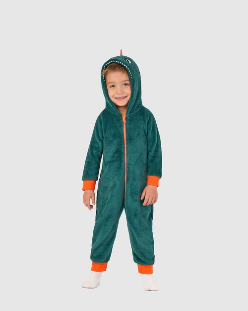 Pijama Macacão Infantil Menino Com Aplique Interativo Em Fleece Malwee Kids