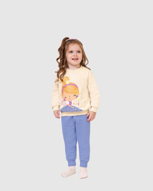 Pijama Longo Infantil Menina Blusão E Calça Em Moletom Flanelado Malwee Kids