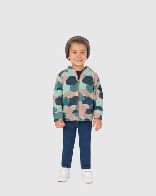 Jaqueta Infantil Unissex Estampa Camuflada Em Pelúcia Malwee Kids