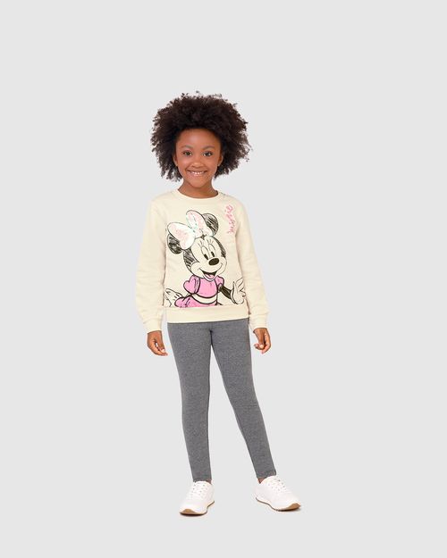 Conjunto Infantil Menina Blusão Minnie Mouse Disney Em Moletom Malwee Kids