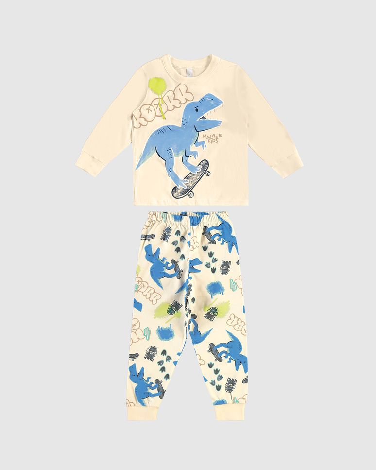 Pijama Longo Infantil Menino Brilha No Escuro + Fronha Em Algodão Malwee Kids