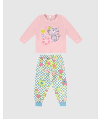 Pijama Longo Infantil Menina Brilha no Escuro com Fronha Malwee Kids