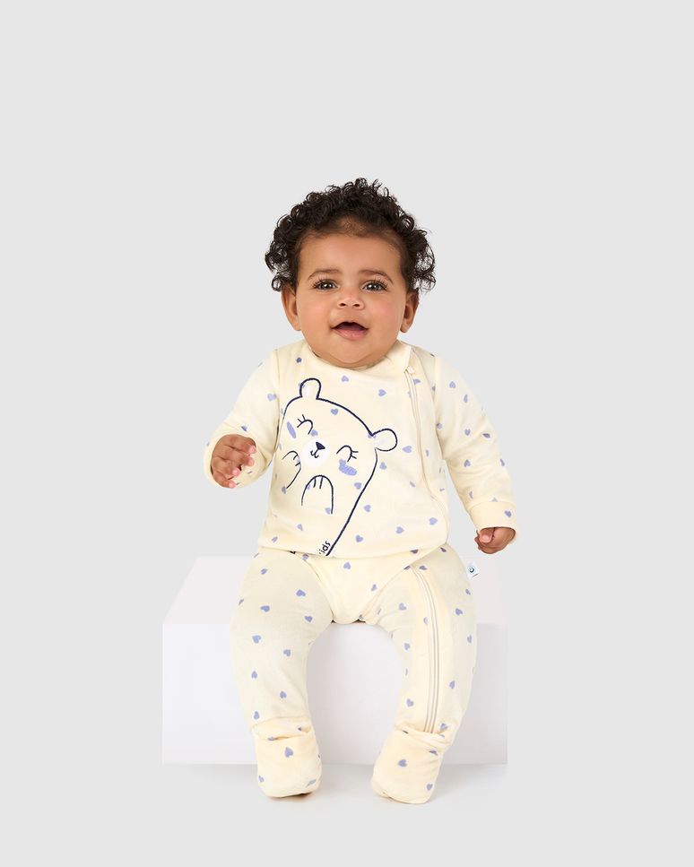 Macacão Bebê Menina Pezinho Manga Longa Em Malha Plush Malwee Kids