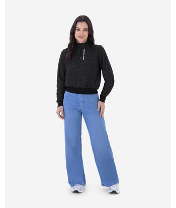 Blusão Cropped Menina Gola Alta Com Zíper Em Moletinho Lurex Malwee Kids