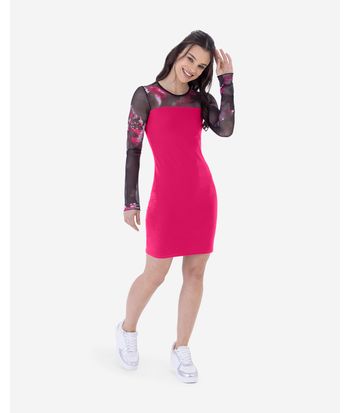 Vestido Menina Justo Busto E Manga Longa Em Tule Malwee Kids