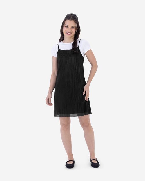 Vestido Menina Alça Fina Em Tecido Plissado Malwee Kids