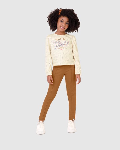 Blusa Infantil Menina Manga Longa Hold On Girl! Em Malha Botonê Malwee Kids