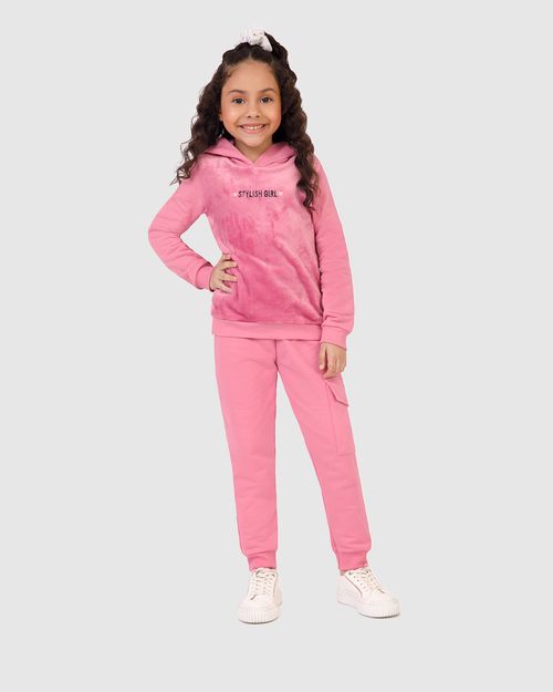 Conjunto Infantil Menina Blusão Com Capuz Em Pelúcia Malwee Kids