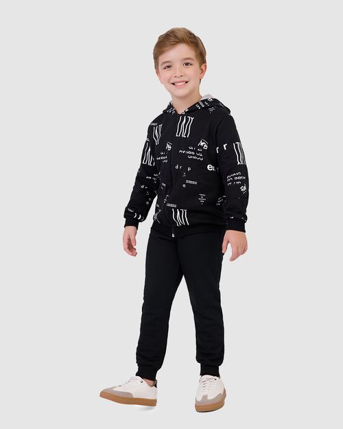 Conjunto Infantil Menino Jaqueta Com Capuz Em Moletom Flanelado Malwee Kids