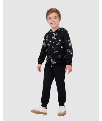 Conjunto Infantil Menino Jaqueta Com Capuz Em Moletom Flanelado Malwee Kids