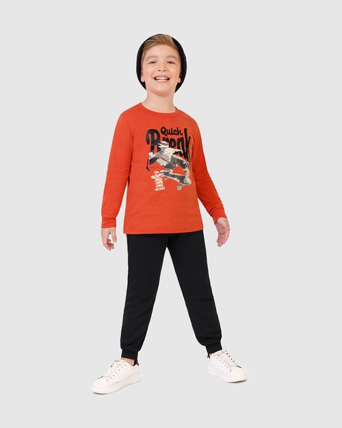 Conjunto Longo Infantil Menino Camiseta Quick Break Malwee Kids