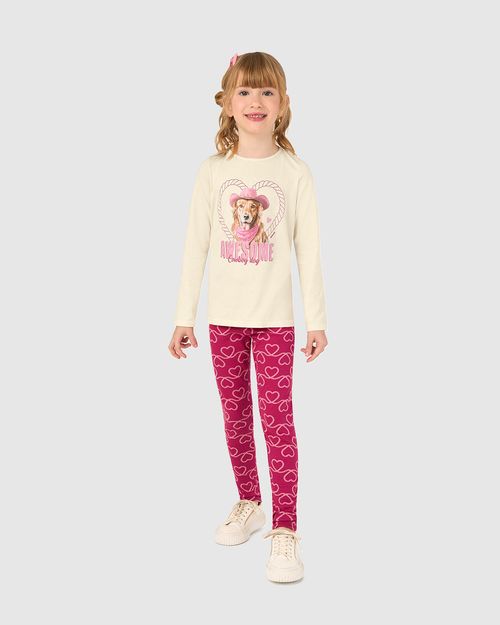 Conjunto Longo Infantil Menina Awesome Cowboy Dog Em Algodão Malwee Kids